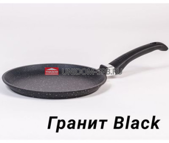 Сковорода 220 мм АП ГРАНИТ BLACK блинная с пласт.руч.     (10)     12802