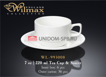 Набор: чайная чашка & блюдце 220 мл.     (6) (36)     WL-993008 / AB
