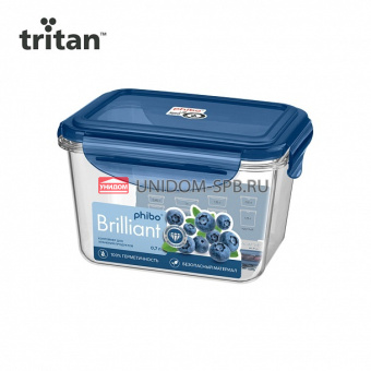 Контейнер для продуктов герметичный "BRILLIANT" прямоугольный 0,7л, материал - Tritan, синяя крышка     (8)     11992