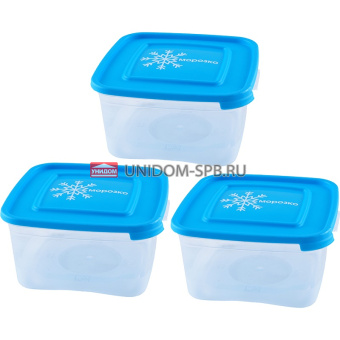 Комплект контейнеров (3шт.) "Морозко" 1,0л для замораживания продуктов, квадрат.     (28)     67036