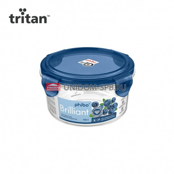 Контейнер для продуктов герметичный "BRILLIANT" круглый 0,6л, материал - Tritan, синяя крышка     (12)     11995