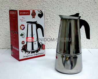 Эспрессо-кофеварка 300мл (6 чашек), нерж.сталь, силикон. кольцо, зерк.полировка, подар. уп.     (12)     Z-4072