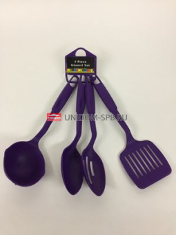 Набор кухонных принадлежностей 4 пр., пластик, фиолетовый     (96)     HYW0105