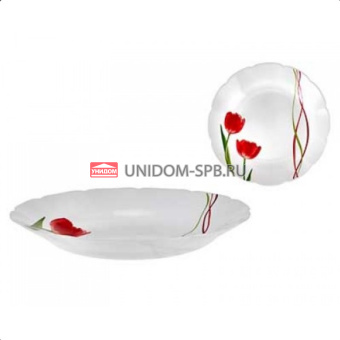 Royal Garden серия Modern Poppy M Тарелка суповая 23 cм, опаловое стекло.     (36)     RG009GL